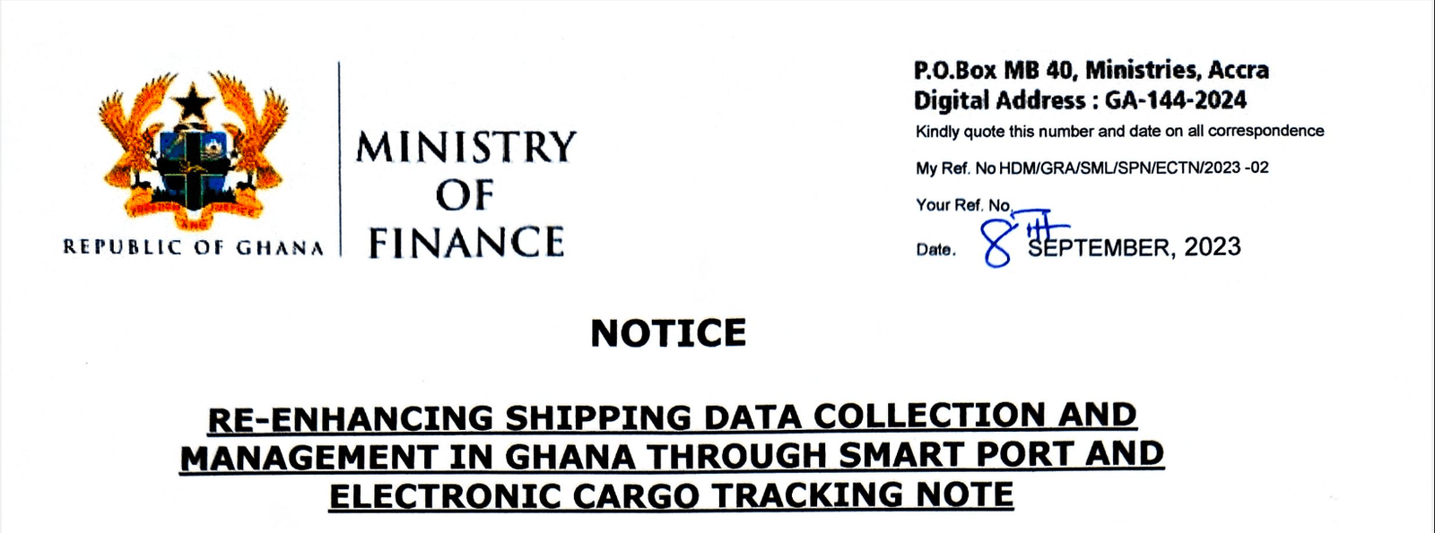 Ghana Official Notice of the ECTN SCK