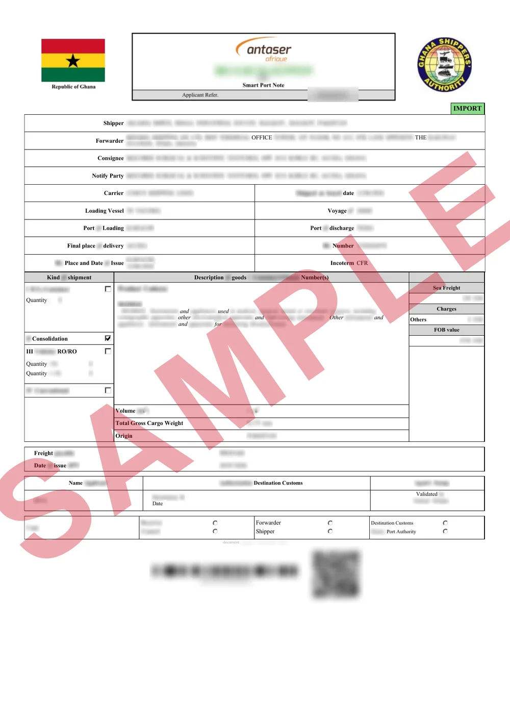Masked sample of a validated Ghana CTN certificate